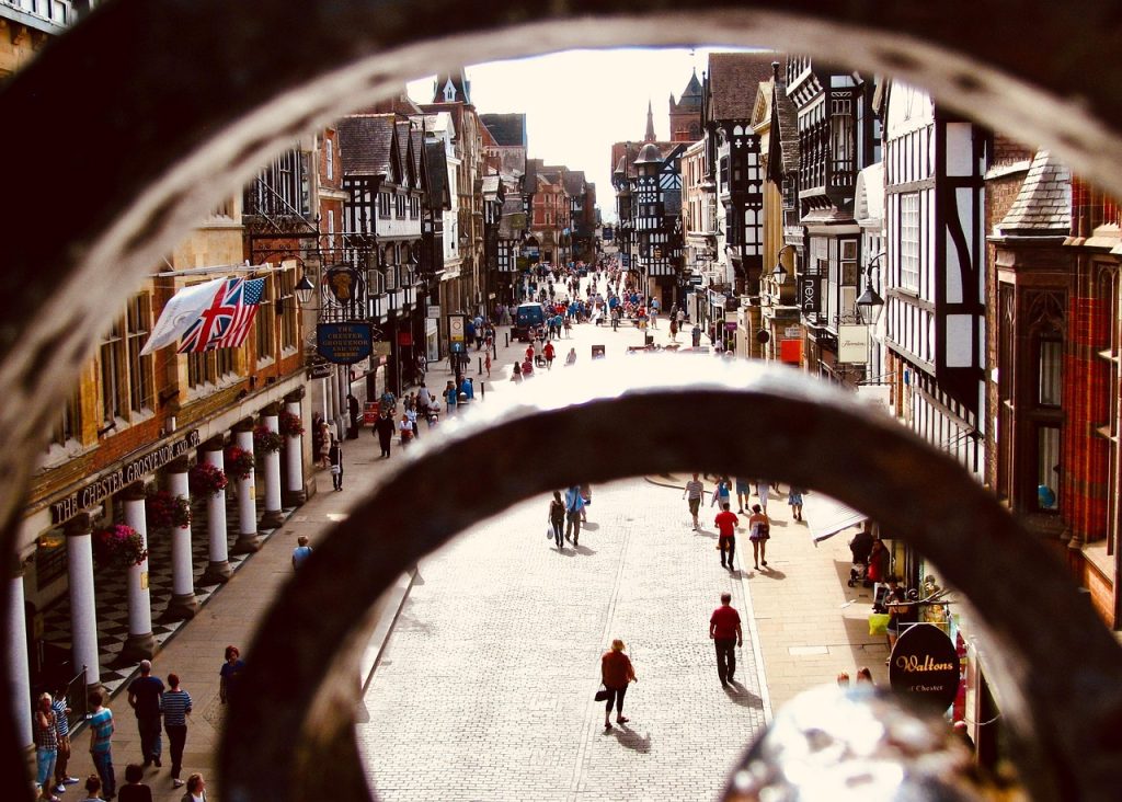 Chester City Centre View From Bridge